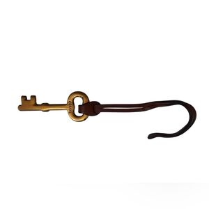 Fossil Key Brass Pendant on leather strap Bag Charm